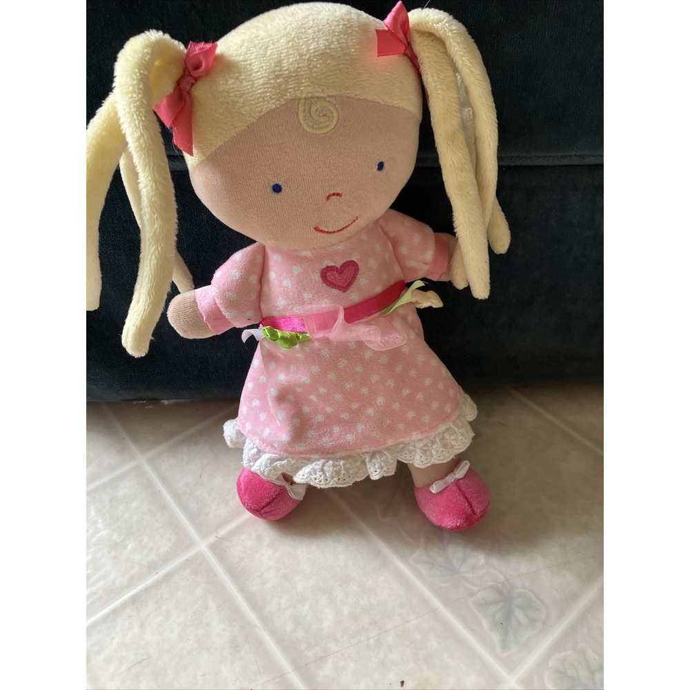 Kids Preferred Doll Pink Soft Blonde Hair Blue Eyes Stripe Bows Satin Shoes 2018